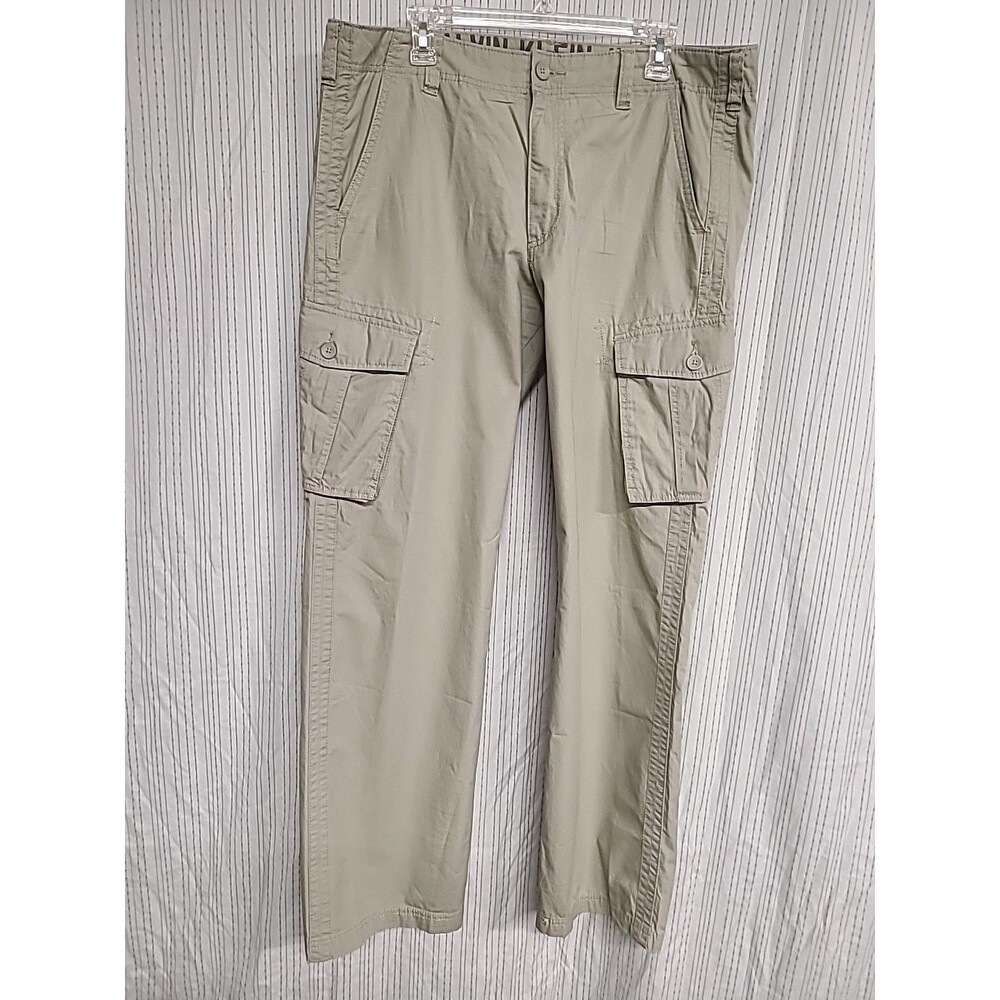 Calvin Klein Mens Cargo Pants size 36/32 Light Khaki Ripstop Style Wide Leg